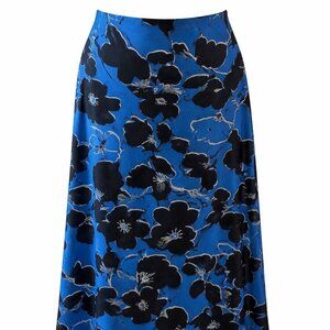Roz & Ali Blue & Black Floral A-Line Skirt | Size XL